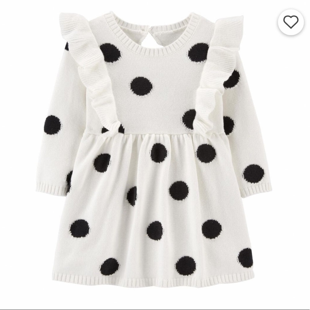 NWT CARTERS 18M white black polka dot ruffle dress